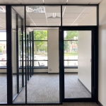 Black aluminum frame Flex-Series full-height glass offices #1636