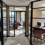 Black frame glass offices multi segmented walls - Flex Series #1640