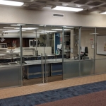 Cafeteria demountable walls frosted film glass with clear tempered glass