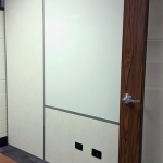 Demountable sidewall with power electrical and integrated whiteboard