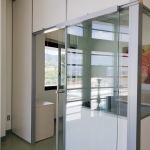 Demountable wall office with locking sliding glass door #1582