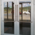 Double Swing Aluminum Framed Glass Door with Right-Angle Tubular Pulls #0212
