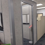 Flex Series freestanding offices with passthrough window #1668
