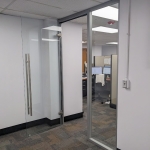 Frameless all glass door with ladder pull hardware #1666