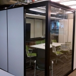 Freestanding Flex Series solid walls / View Series glass sidelights integrated office with black extrusions #0952