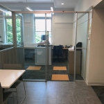 Freestanding Glass Office Front with Sliding Glass Door