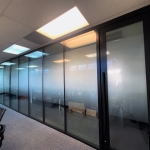 Full height glass conference room demountable walls all black frame finish #1638