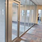 Demountable glass wall conference room with aluminum frame full-lite door #1674