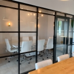 Glass demountable wall conference room black frame finish segmented #1639