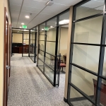 Glass demountable wall offices multi segmented with black frame finish #1641