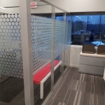 Glass freestanding walls Flex Series with Honeycomb window film - Flex Series #1157