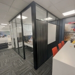 Glass office with black frame finish integrated whiteboard-sidewall #1645