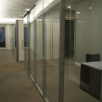 Glass Office with sliding frameless glass door