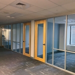 Glass offices and wood frame full lite glass swing doors #1675