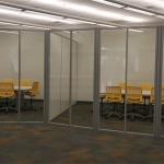 Higher Education freestanding curved glass wall installation - NxtWall #1071