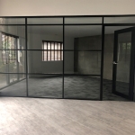 Glass wall with multiple transoms and black aluminum frame finish #1534