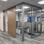 NxtWall demountable walls - Flex Series glass and solid full height side walls with View Series glass fronts #1656