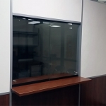 Sliding glass teller window with mounted transaction top #1200