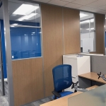 Solid wall panel and glass wall demountable wall office configuration #1657