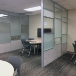 Demountable Semi-Private Divider Walls with Glass and Solid Panels - Flex Series University Installation #1175