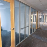 Wood full lite swing doors with Flex Series glass walls #1676