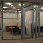 Glass wall systems with radius aluminum corners #0572