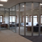 Segmented glass curved office walls #0574