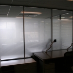 Striped glass film for privacy on Flex series walls #0666