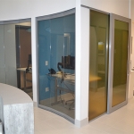View series glass walls (left) Flex series sliding door (right)