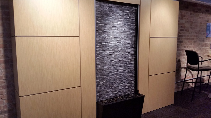 Interior feature wall with built in live waterfall #0395
