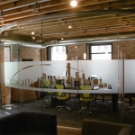 Window film on curved glass conference room wall #0688