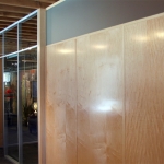 Veneer wall panels with matching veneer-wrapped wall trim #0683