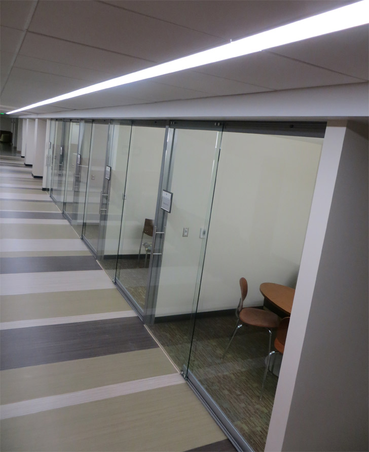 Glass office fronts with sliding glass doors #0284