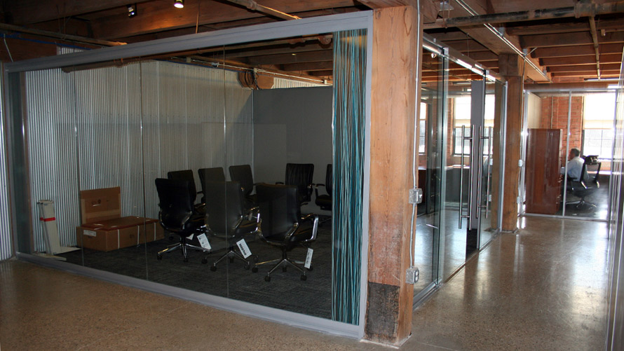NxtWall View Series freestanding glass wall conference room