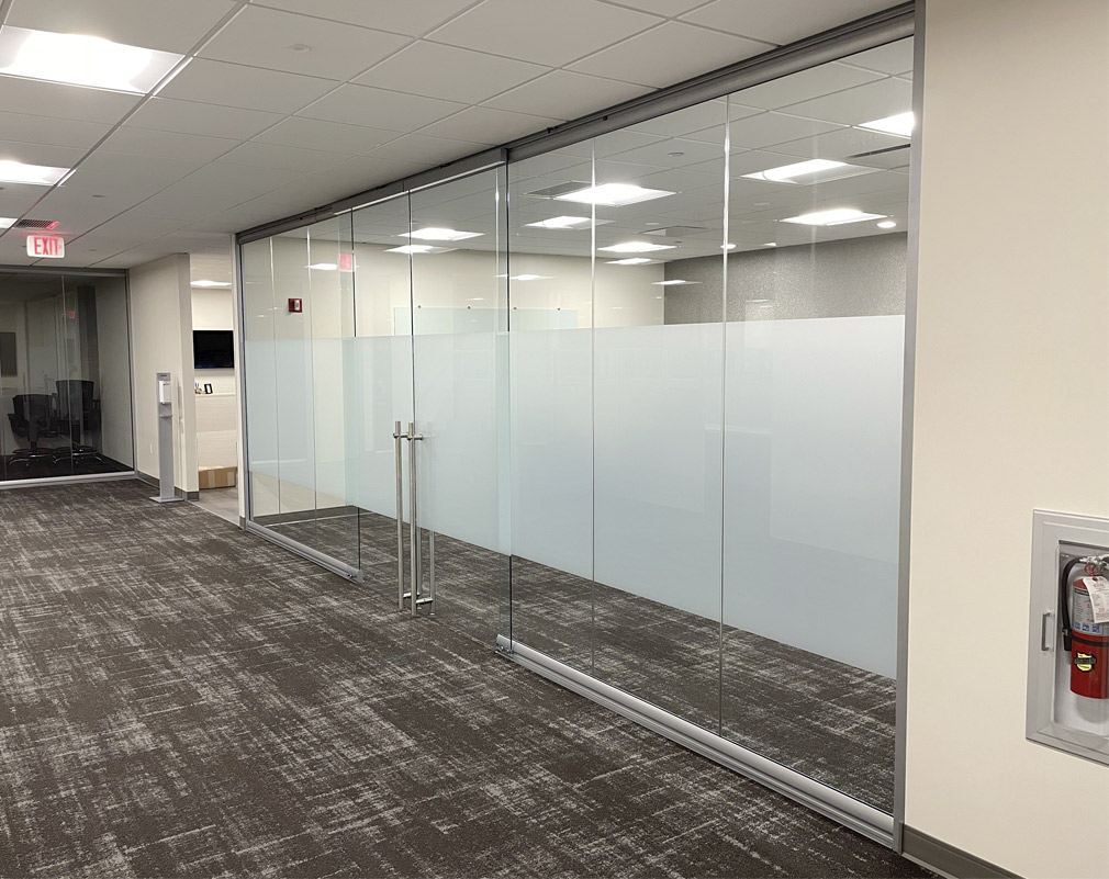 View Series Glass Conference Room with Window Film Stripe #1603