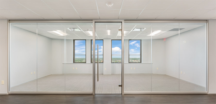 View Series glass walls with anodized aluminum frame #1195