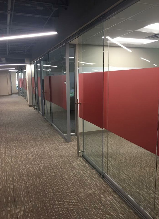 View glass offices wingback sidewalls red matte window film #1046