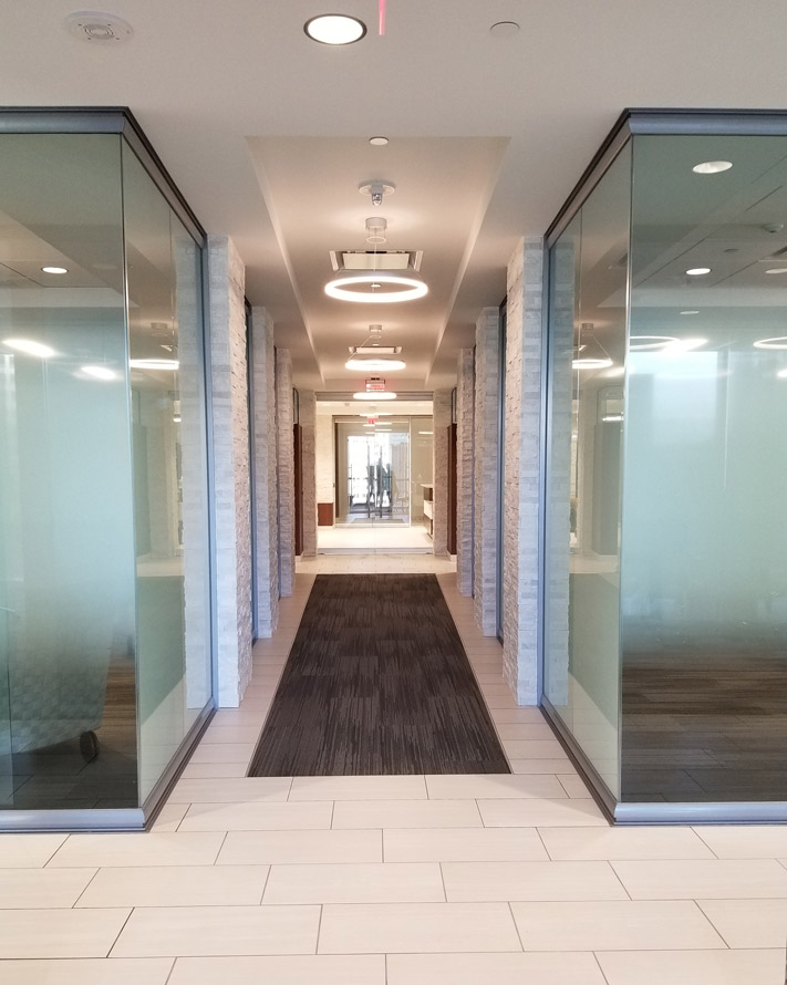 View Series glass offices integrated with existing architecture #1049