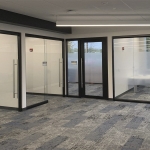 Full Height Glass Wall Offices with Black Aluminum Frame Finish - View Series #1782