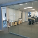 Sliding frameless glass door with soft close hardware #1516