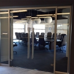 Glass conference room with frameless glass doors #0695