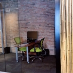 Glass fishbowl office View series with bamboo reeds wall panel #0474