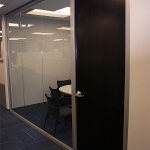 Glass meeting room with solid wood veneer door #0645