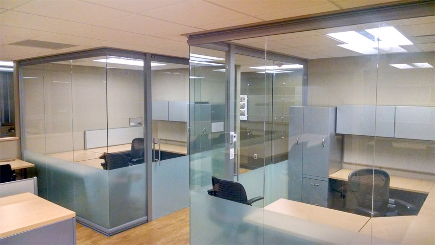 Full height open corner glass University offices #0637