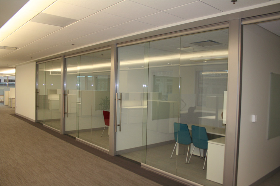 Glass offices with sliding glass doors #0106