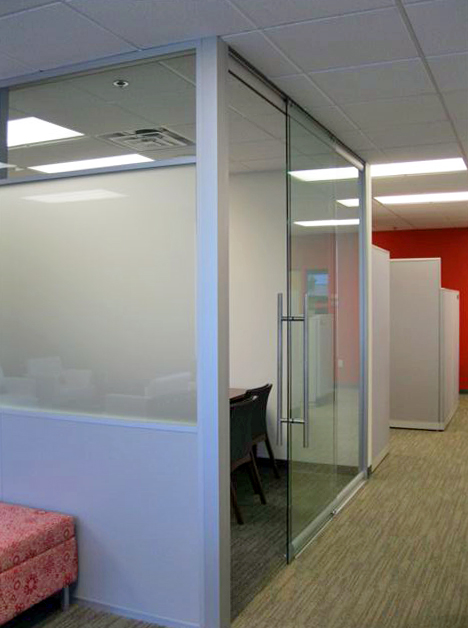 Sliding glass door (externally mounted) office front