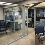 Architectural glass offices freestanding wall installation at Bank
