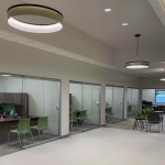 Credit Union glass offices with sliding frameless glass doors #1680