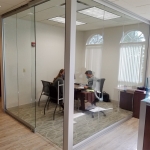 Full height glass manager's office - View Series demountable glass walls #1679
