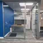 Full height glass walls office with all glass door #1658